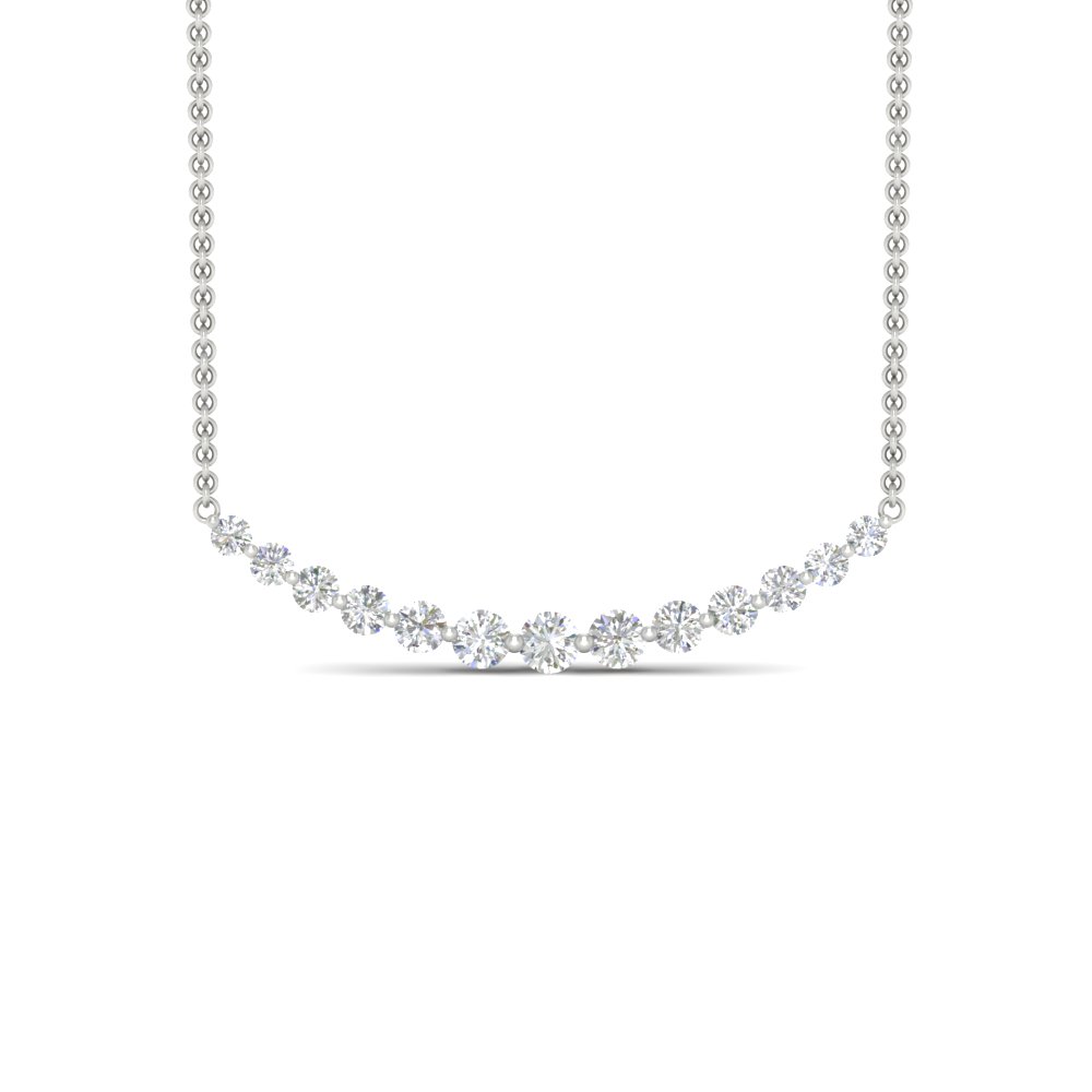 1.5 Carat Graduated Diamond Anniversary Necklace with 14K White Gold White Diamond