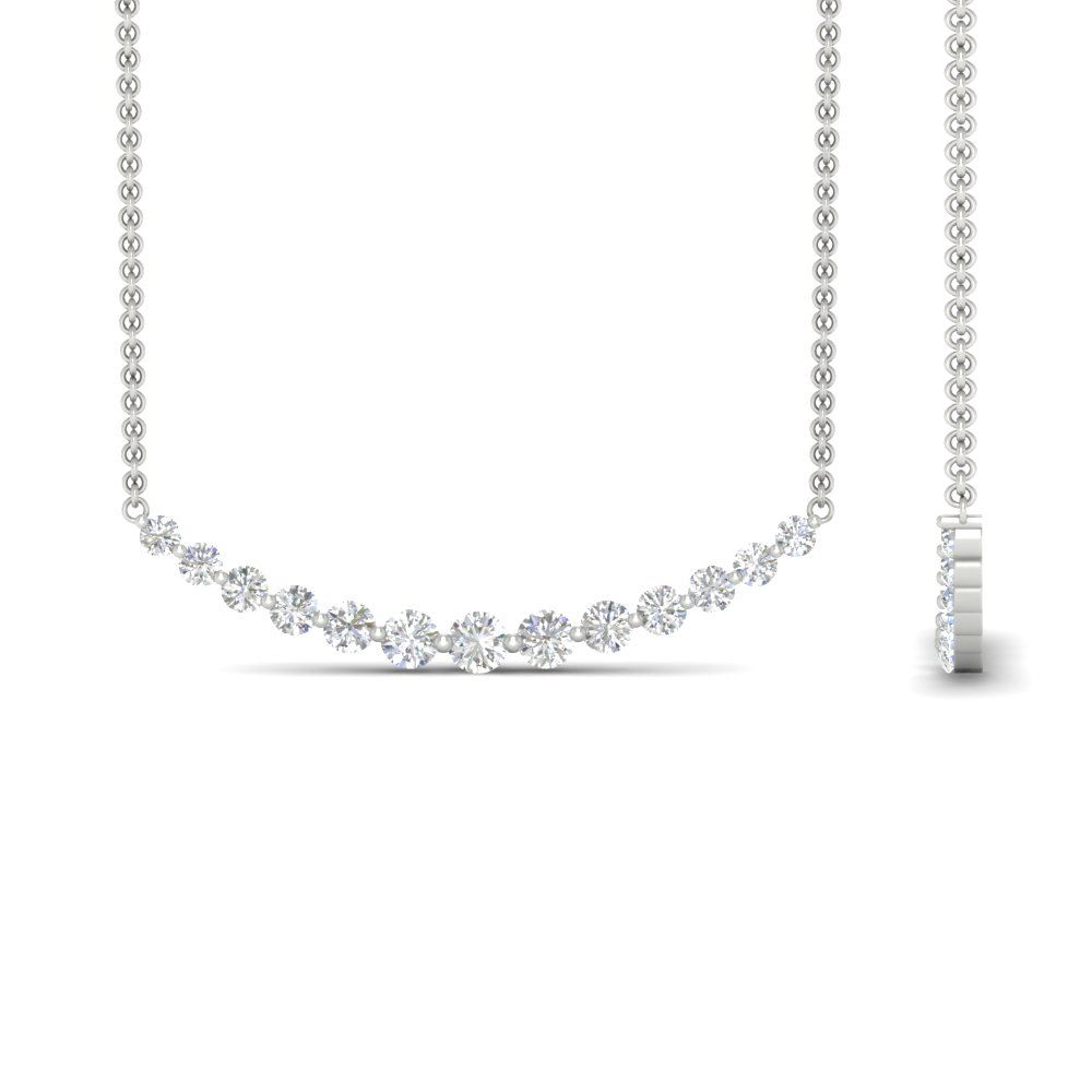1.5 Carat Graduated Diamond Anniversary Necklace with 14K White Gold White Diamond