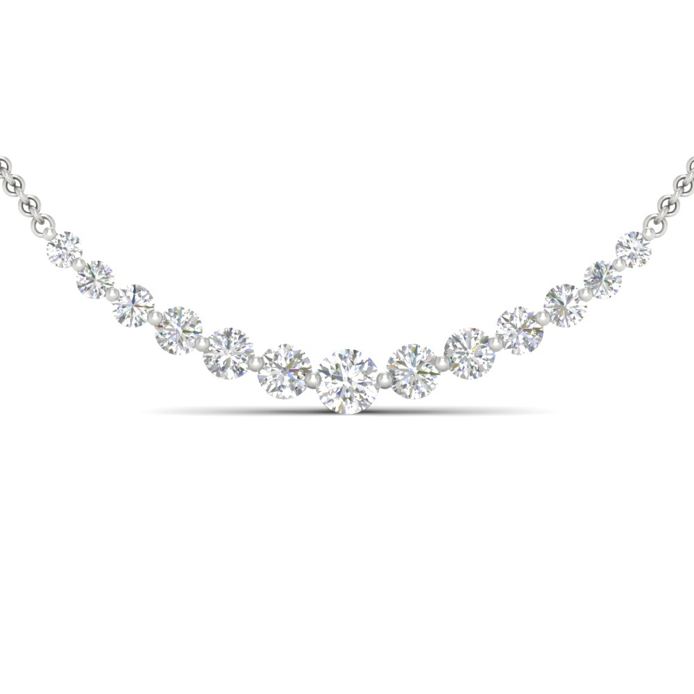 1.5 Carat Graduated Diamond Anniversary Necklace with 14K White Gold White Diamond