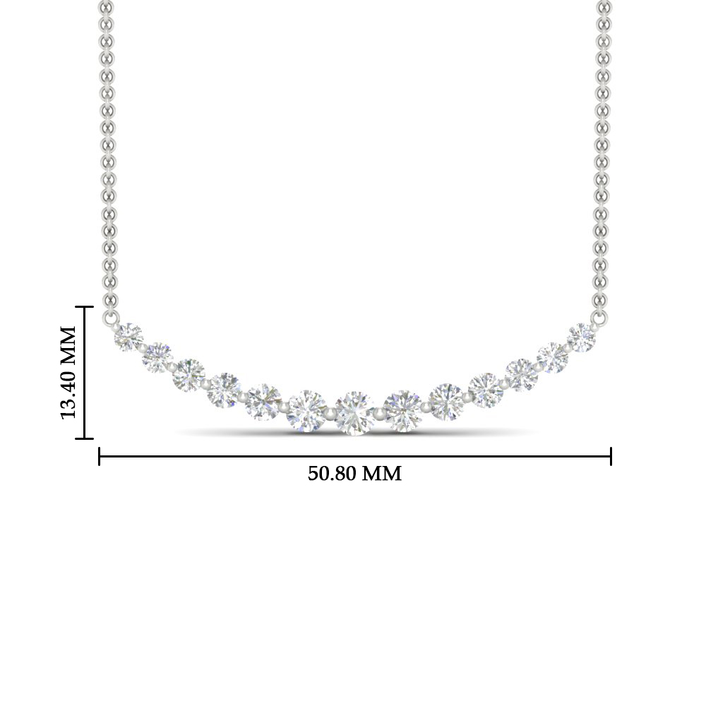 Graduated Straight Line Diamond Necklace with 14K White Gold White Diamond