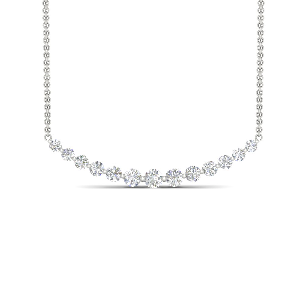 Graduated Straight Line Diamond Necklace with 14K White Gold White Diamond