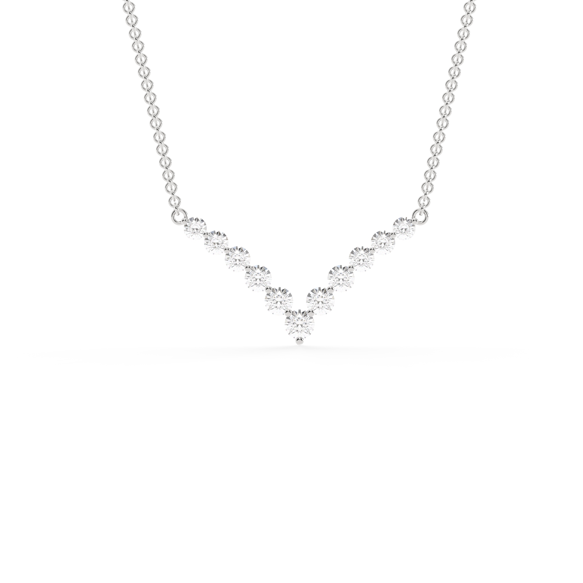 LADIES PENDANT WITH CHAIN 0.75CT ROUND DIAMOND 14K WHITE GOLD