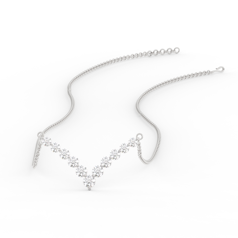 Graduated Diamond Necklace Anniversary Gifts with White Diamond in 18K White Gold