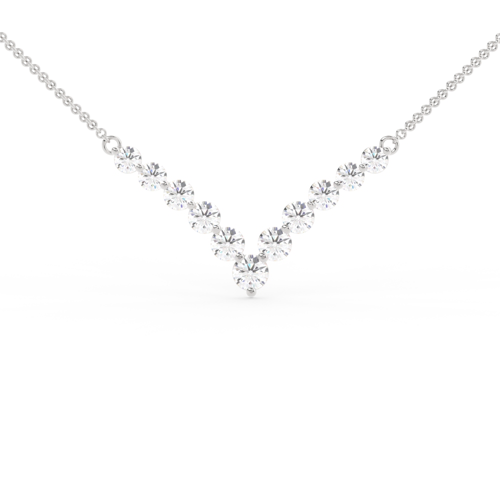 Graduated Diamond Necklace Anniversary Gifts with White Diamond in 18K White Gold