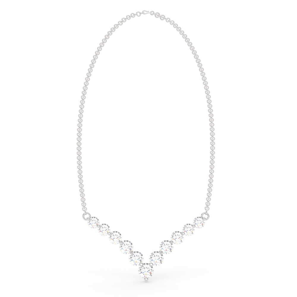 Graduated Diamond Necklace Anniversary Gifts with White Diamond in 18K White Gold