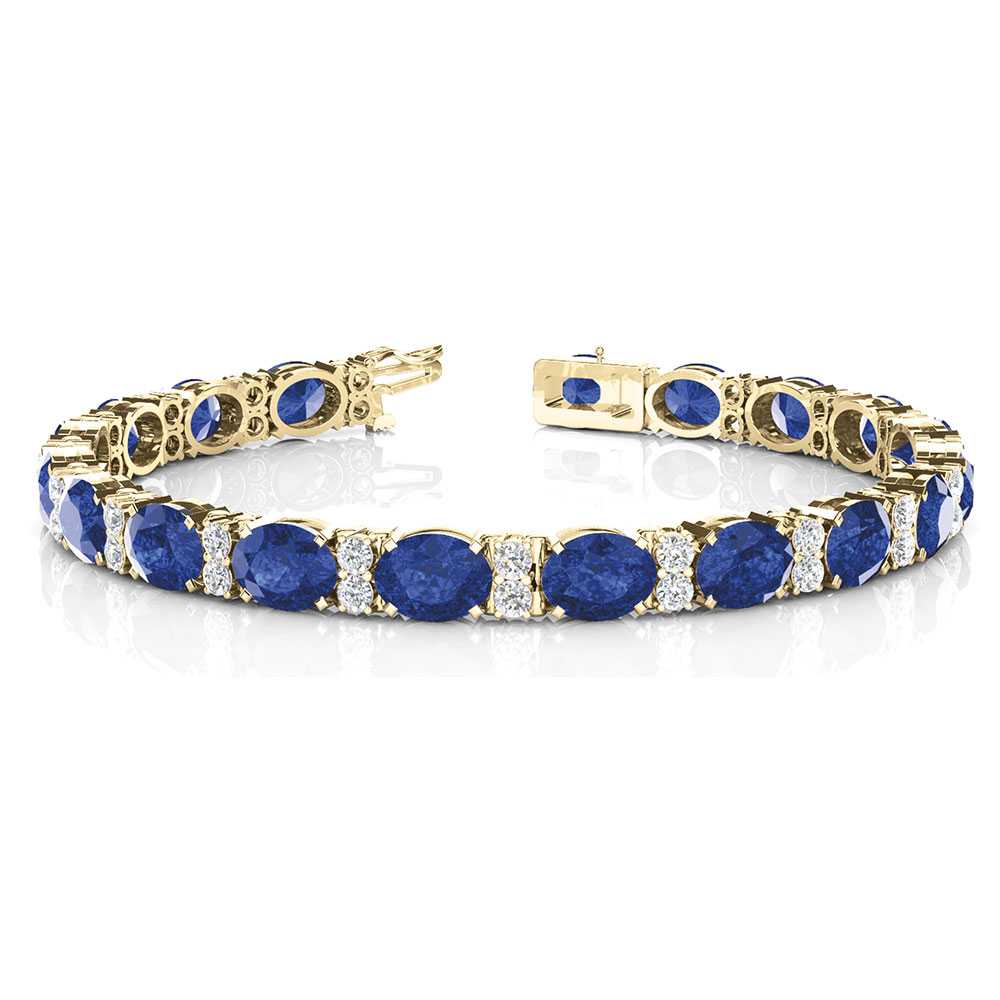 sapphire and diamond tennis bracelet in FDOBR 70033OVANGLE2 NL YG 