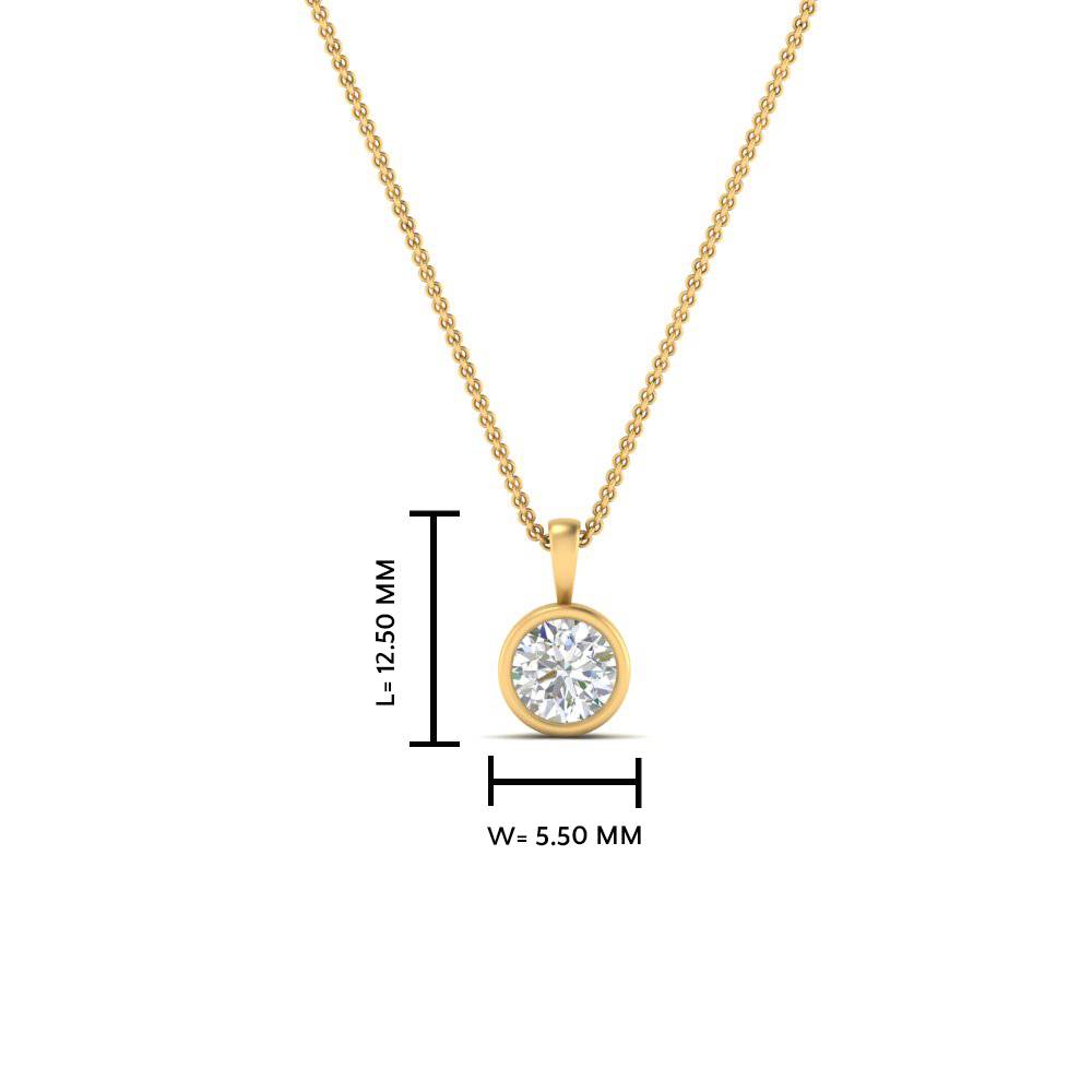 0.25 Ct. Round Diamond Bezel Solitaire Pendant with 14K Yellow Gold White Diamond