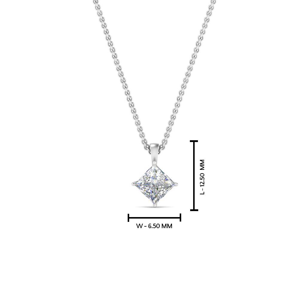 0.25 Ct. Princess Cut Diamond Kite Design Pendant with 14K White Gold White Diamond