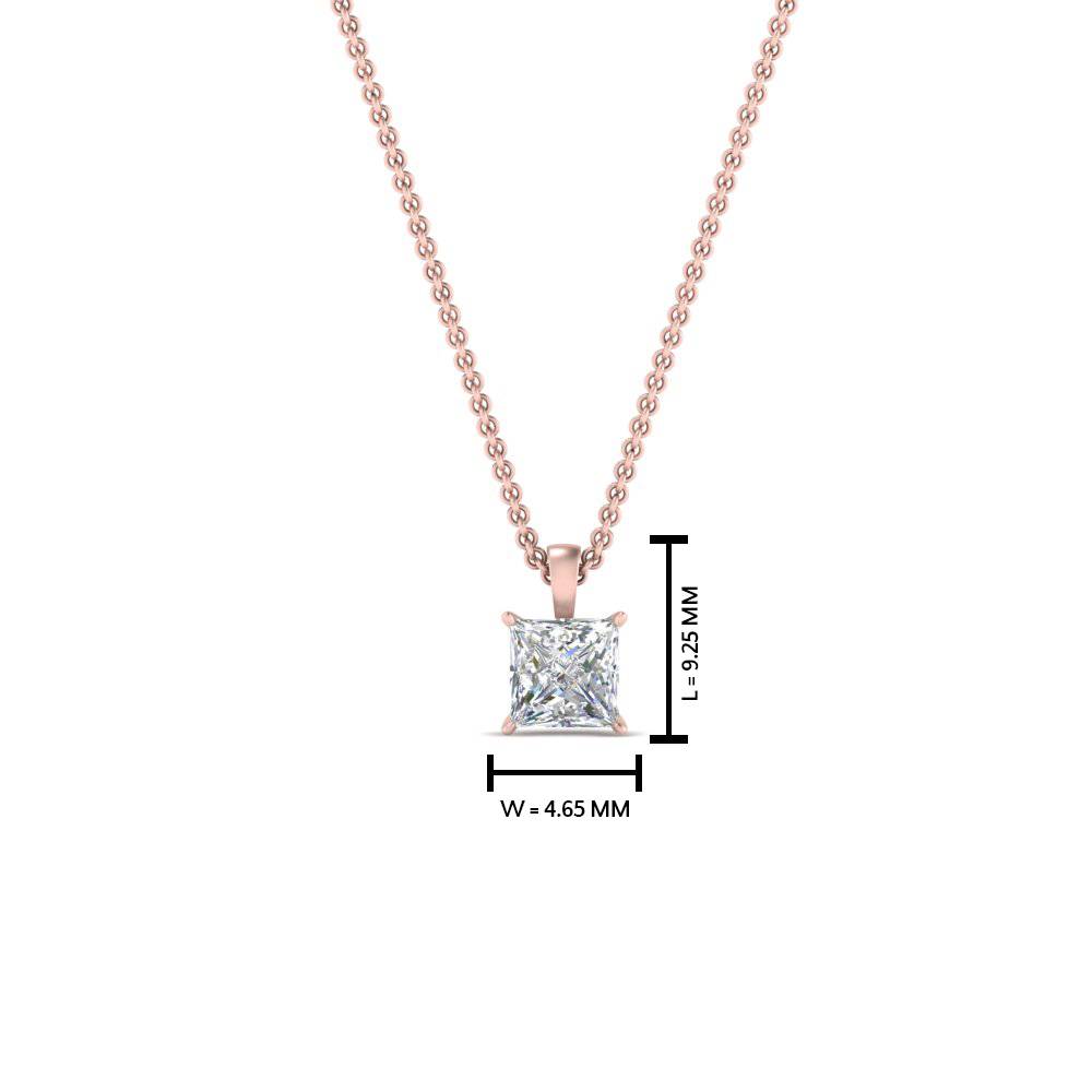 0.25 Ct. Princess Cut 4 Prong Solitaire Pendant with 14K Rose Gold White Diamond