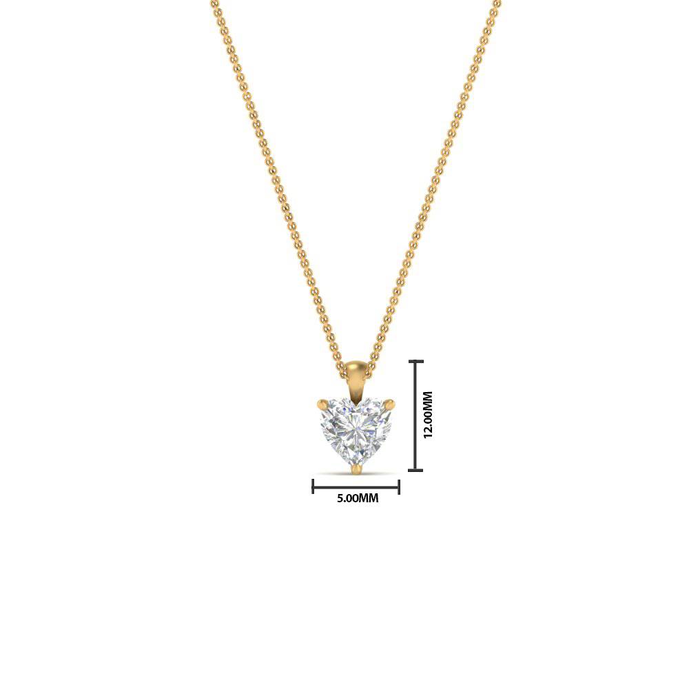 0.25 Ct. Heart Diamond 3 Prong Pendant with 14K Yellow Gold White Diamond