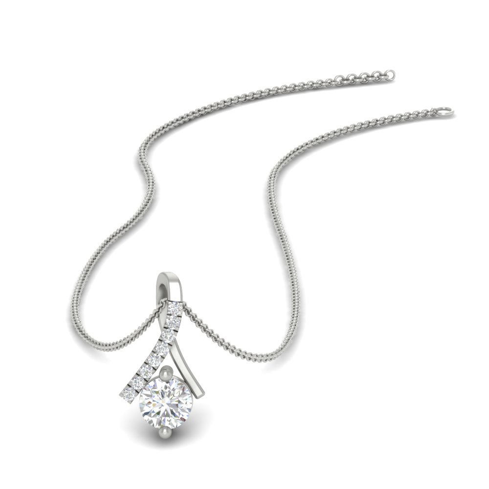 Simple Twisted Women Pendant with 14K White Gold White Diamond