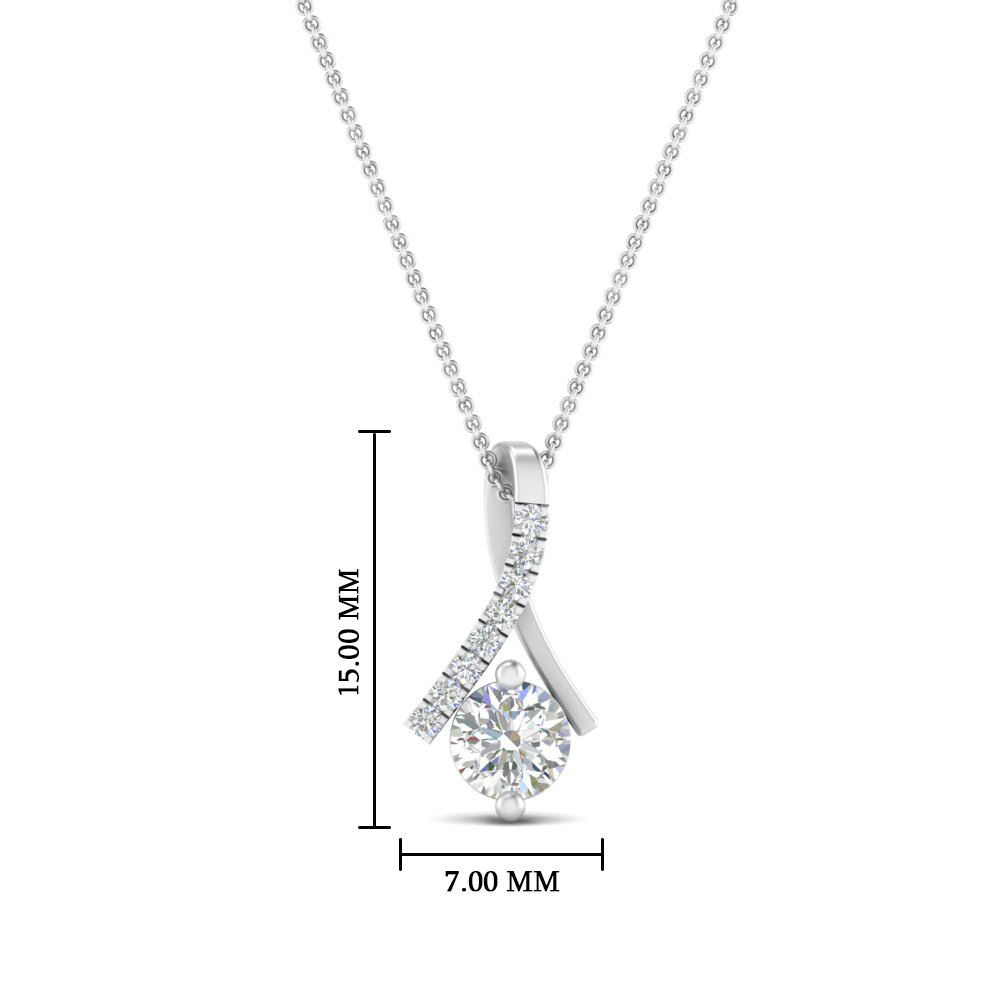 Simple Twisted Women Pendant with 14K White Gold White Diamond