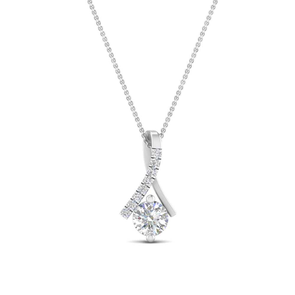Simple Twisted Women Pendant with 14K White Gold White Diamond