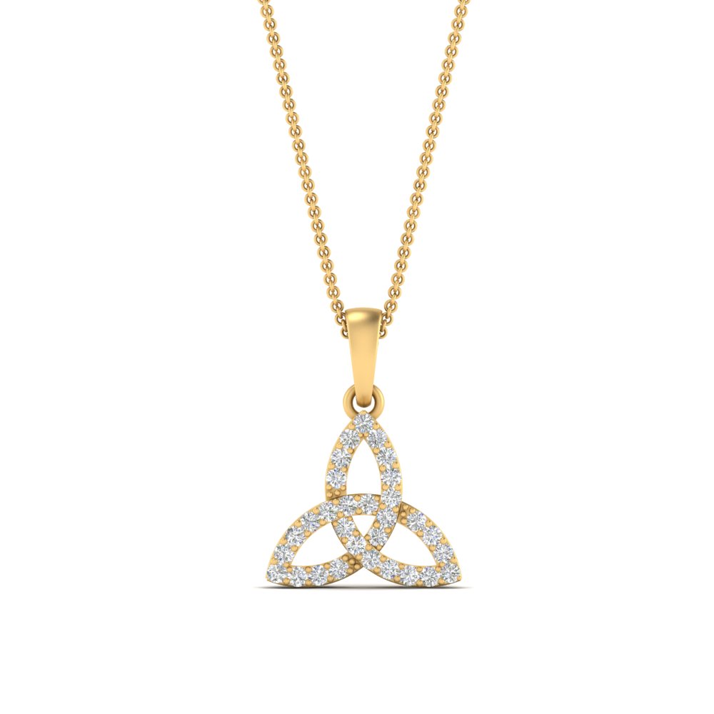 Diamond Celtic Pendant with 14K Yellow Gold White Diamond