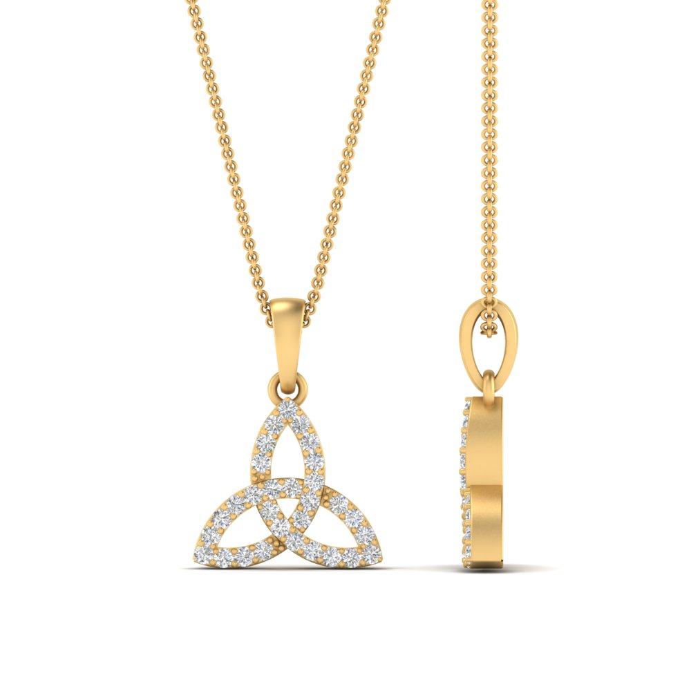 Diamond Celtic Pendant with 14K Yellow Gold White Diamond