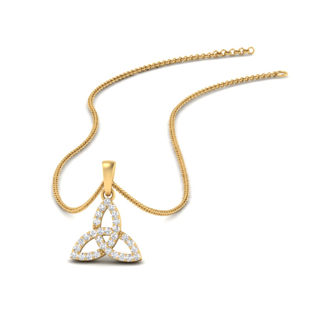Diamond Celtic Pendant with 14K Yellow Gold White Diamond