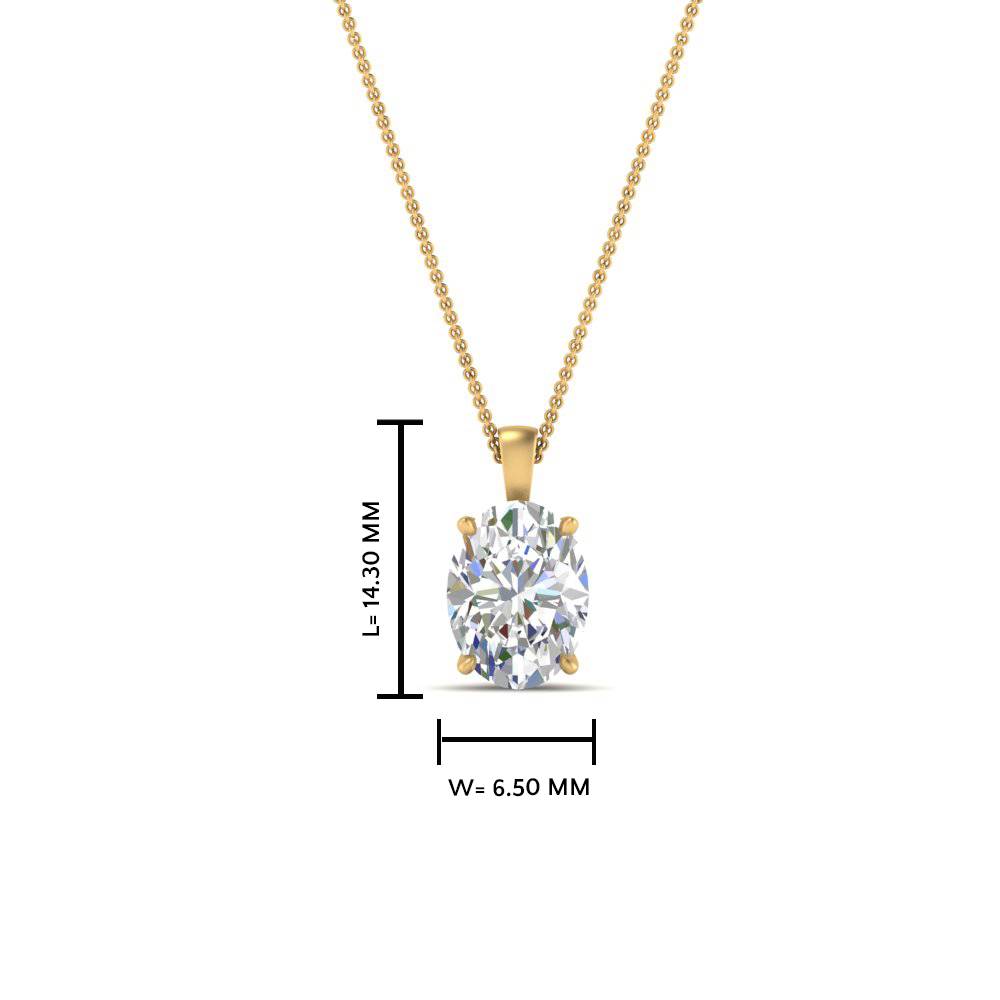 One Carat Oval Diamond Solitaire Pendant with 14K Yellow Gold White Diamond