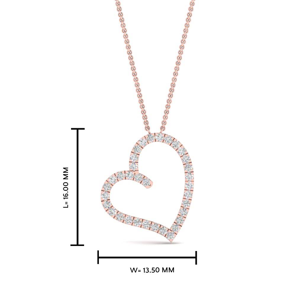 Open Heart Pendant Necklace with White Diamond in 18K Rose Gold