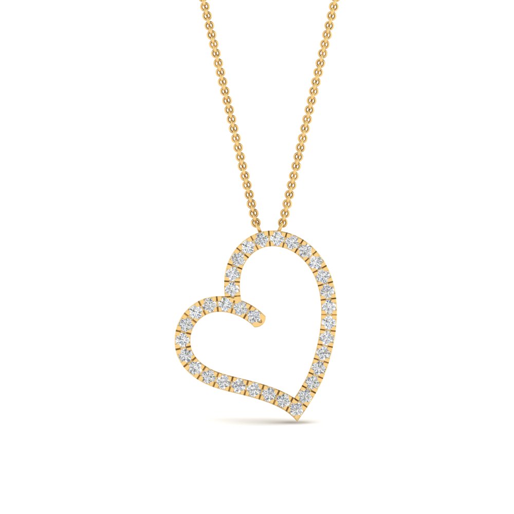 open heart diamond pendant necklace in FDPD10789 ANGLE1 NL YG