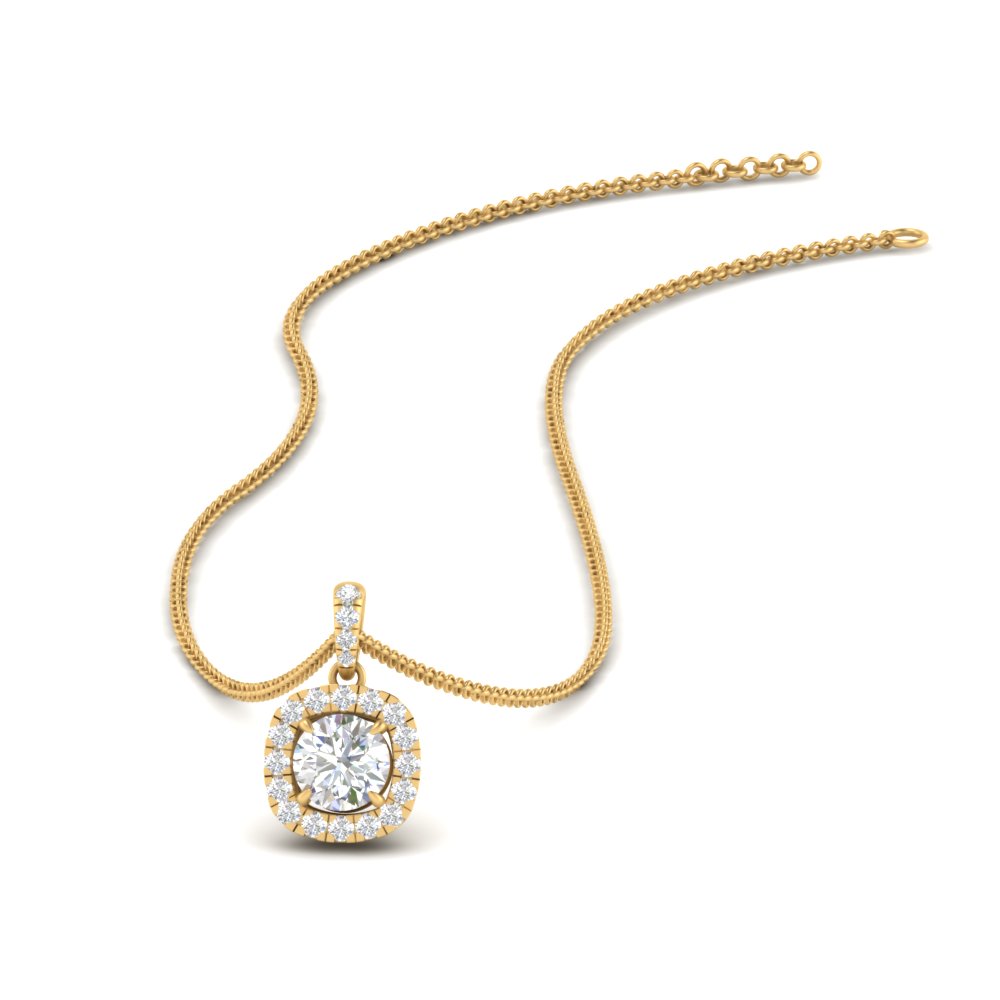 0.70 Carat Diamond Ball Pendant Necklace In 14K Yellow Gold
