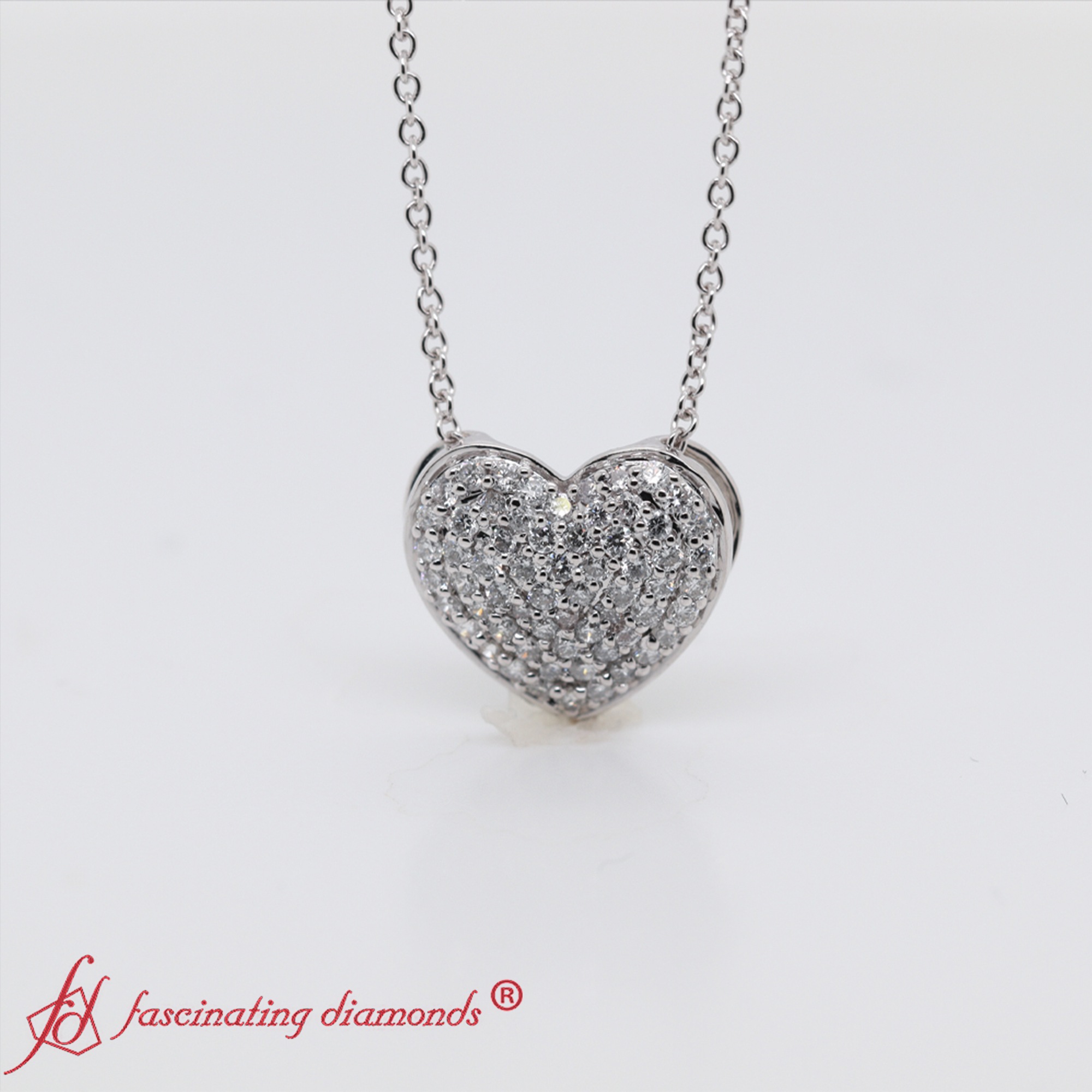 0.40 Carat Lab Diamond Heart Cluster Pendant For Mom with 14K White Gold White Diamond