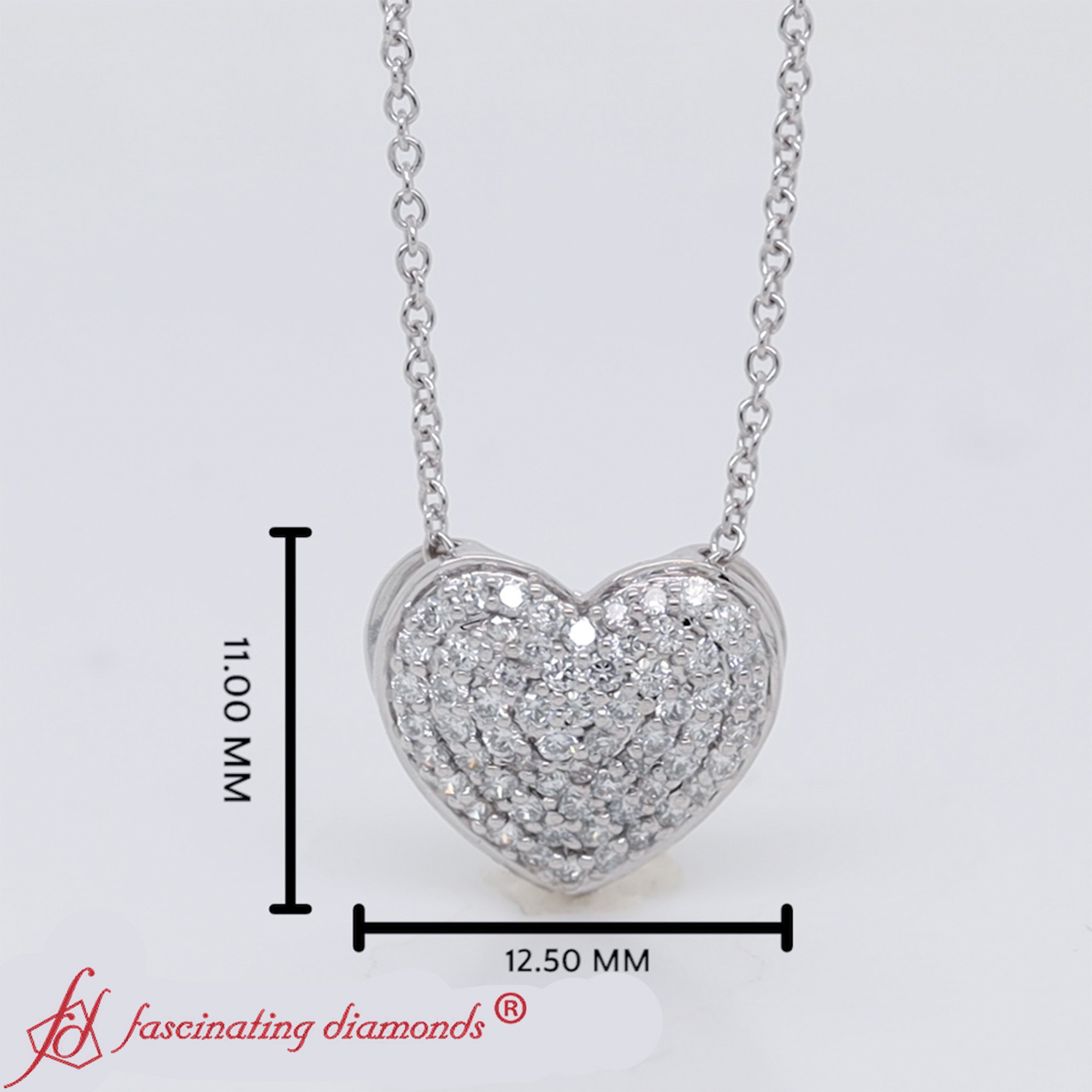 0.40 Carat Lab Diamond Heart Cluster Pendant For Mom with 14K White Gold White Diamond