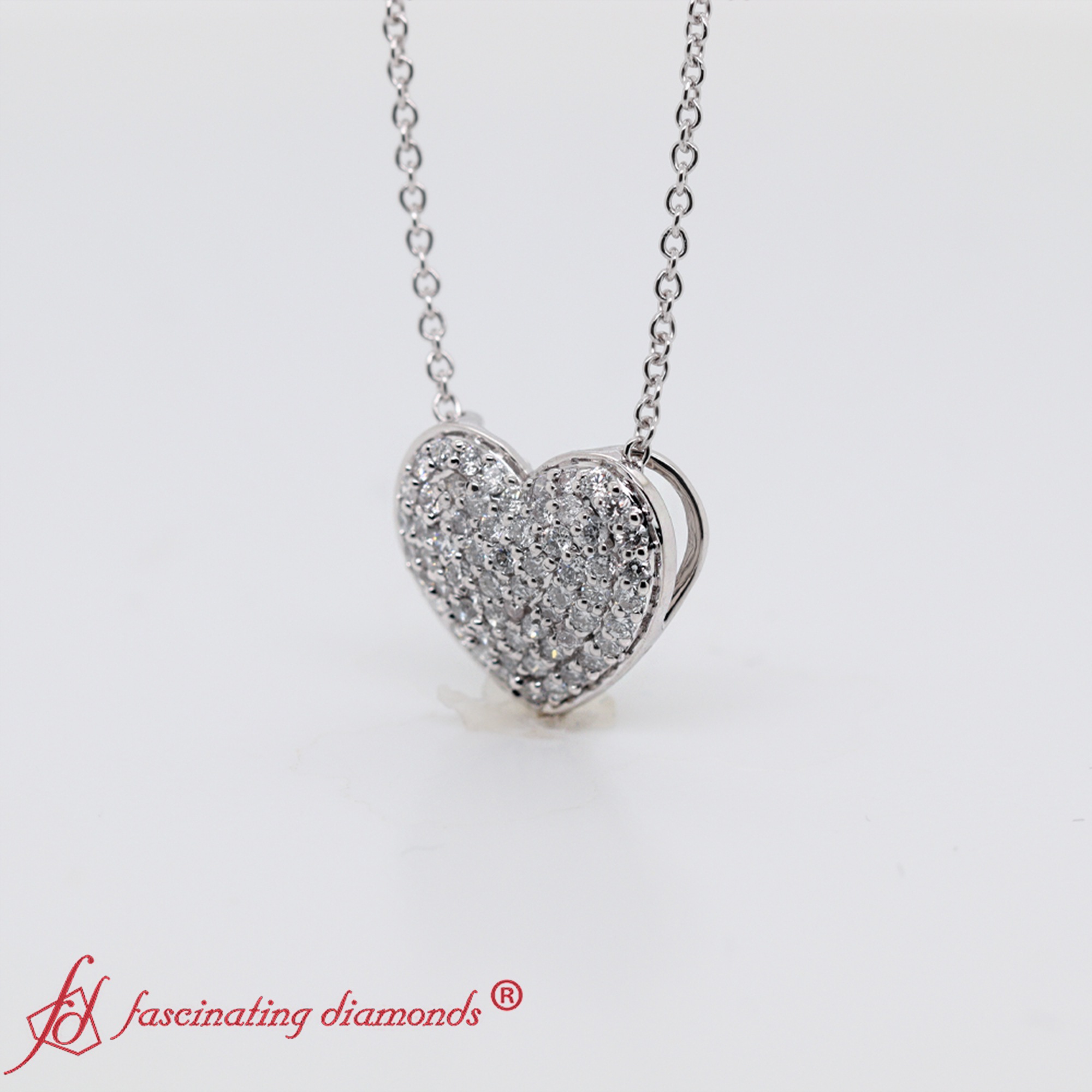 0.40 Carat Lab Diamond Heart Cluster Pendant For Mom with 14K White Gold White Diamond