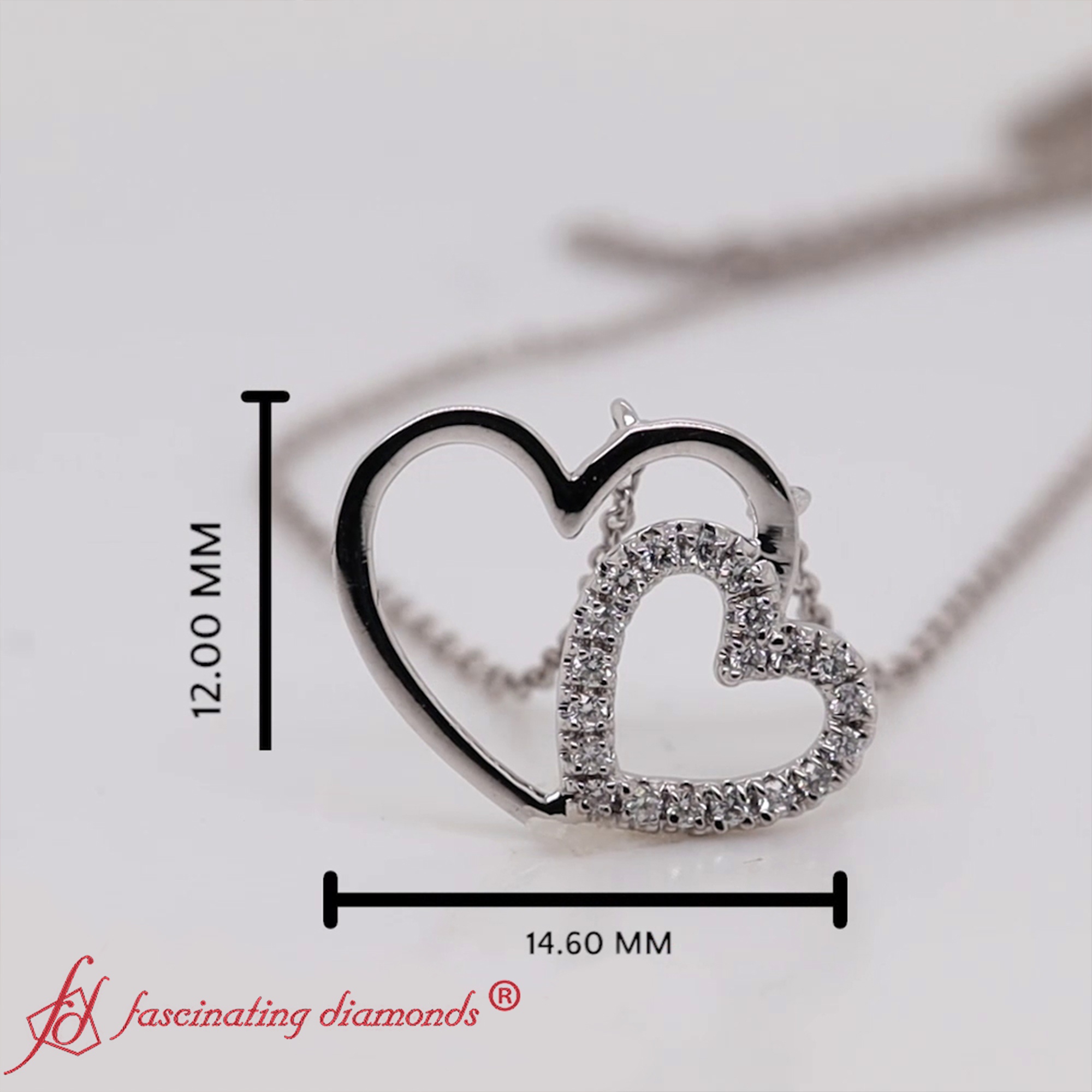 Cute Heart Lab Diamond Pendant For Mom with White Diamond in 14K White Gold