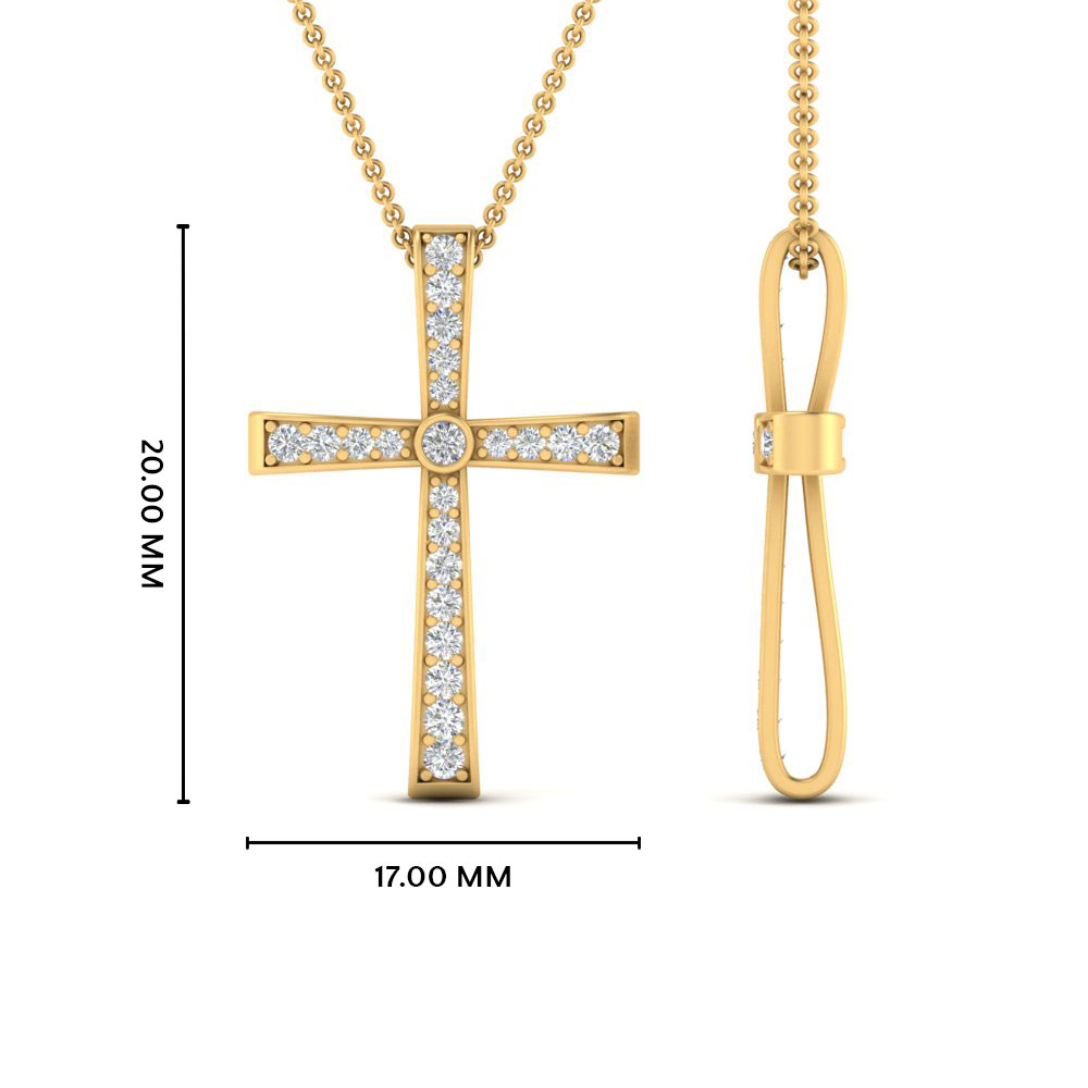 Graduated Diamond Cross Pendant with 14K Yellow Gold White Diamond