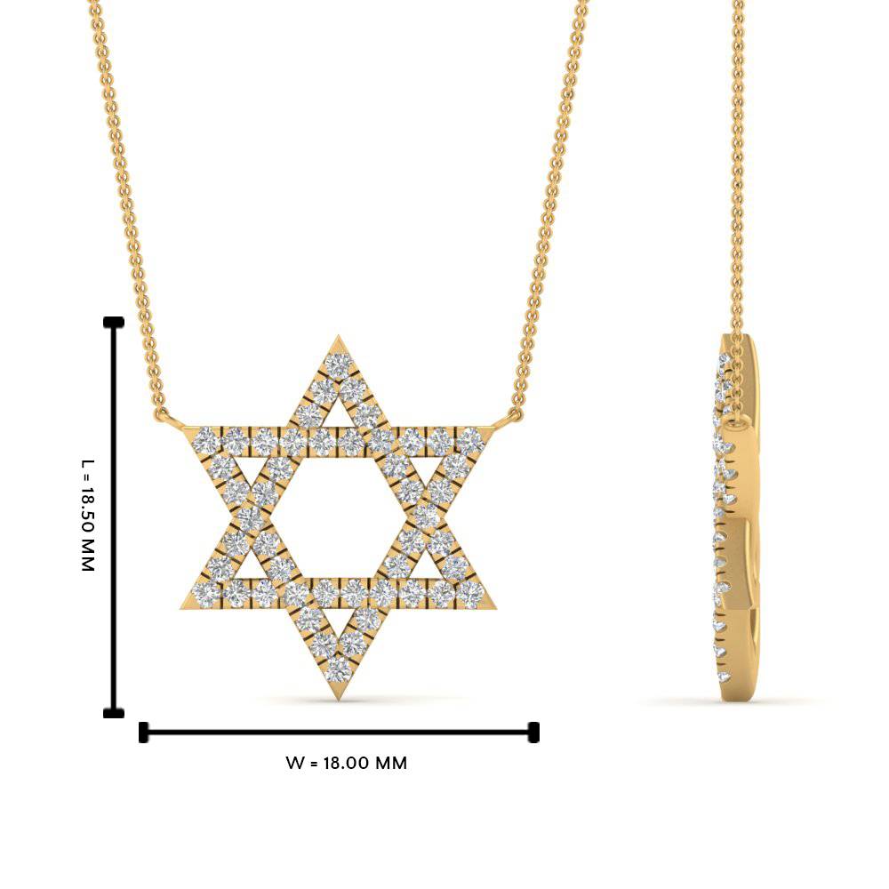 Star Of David Delicate Diamond Pendant with 14K Yellow Gold White Diamond