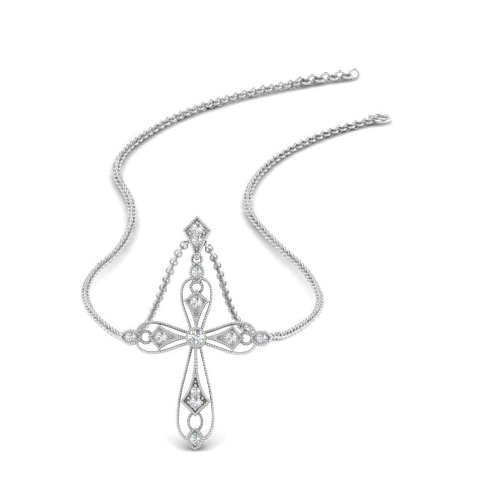 antique-delicate-cross-necklace-in-FDPD10877-NL-WG