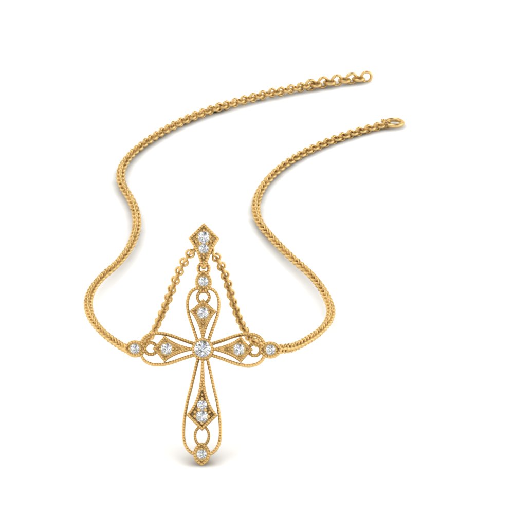 antique-delicate-cross-necklace-in-FDPD10877-NL-YG