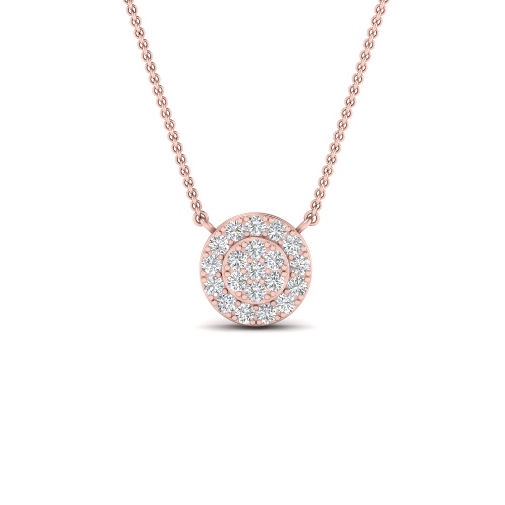 Cluster Set Diamond Stacking Necklace with 14K Rose Gold White Diamond