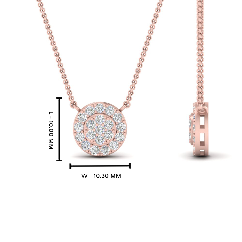 Cluster Set Diamond Stacking Necklace with 14K Rose Gold White Diamond