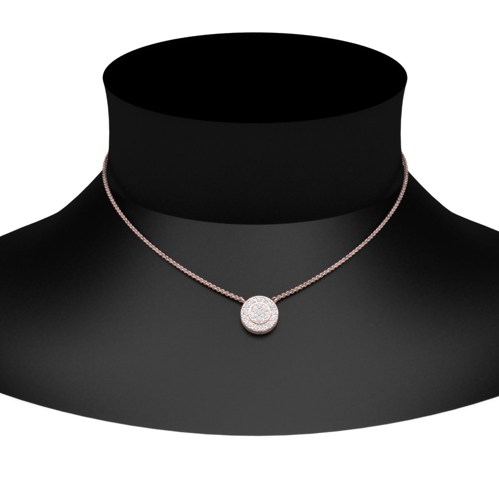 Cluster Set Diamond Stacking Necklace with 14K Rose Gold White Diamond