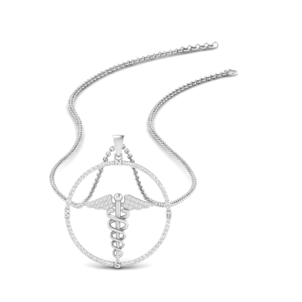 doctor symbol diamond pendant in FDPD11028 NL WG