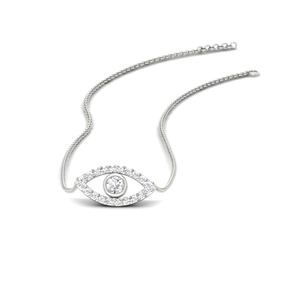 Evil Eye diamond stacking necklace in white gold FDPD11077 NL WG