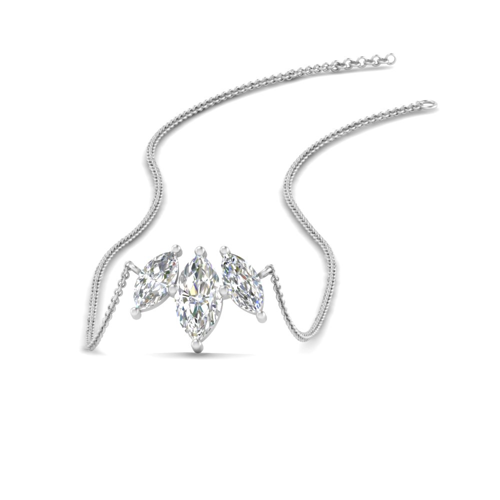 3 stone marquise diamond necklace chain in FDPD11096 NL WG