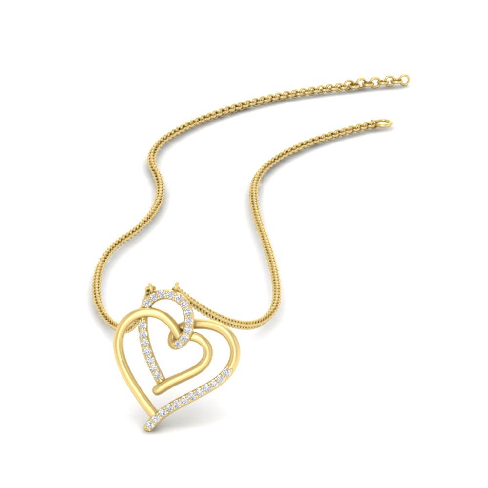 cute-double-heart-diamond-pendant-in-yellow-gold-FDPD11211-NL-YG