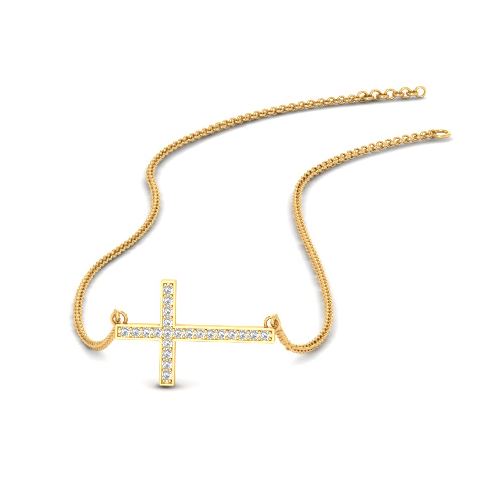 classic-sideways-cross-diamond-necklace-in-FDPD11267-NL-YG