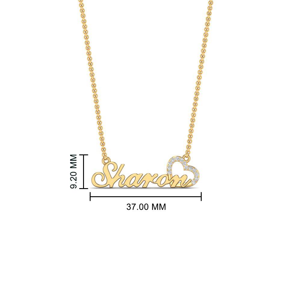 Name Necklace With Heart with 14K Yellow Gold White Diamond