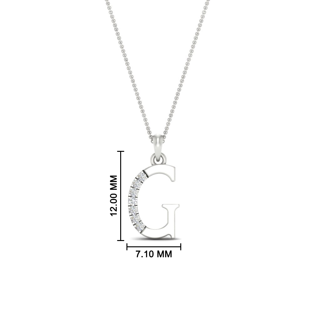 Diamond G Alphabet Pendant with 14K White Gold White Diamond