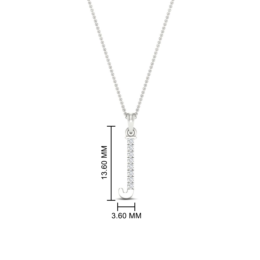 Initial Alphabet J Diamond Necklace with 14K White Gold White Diamond