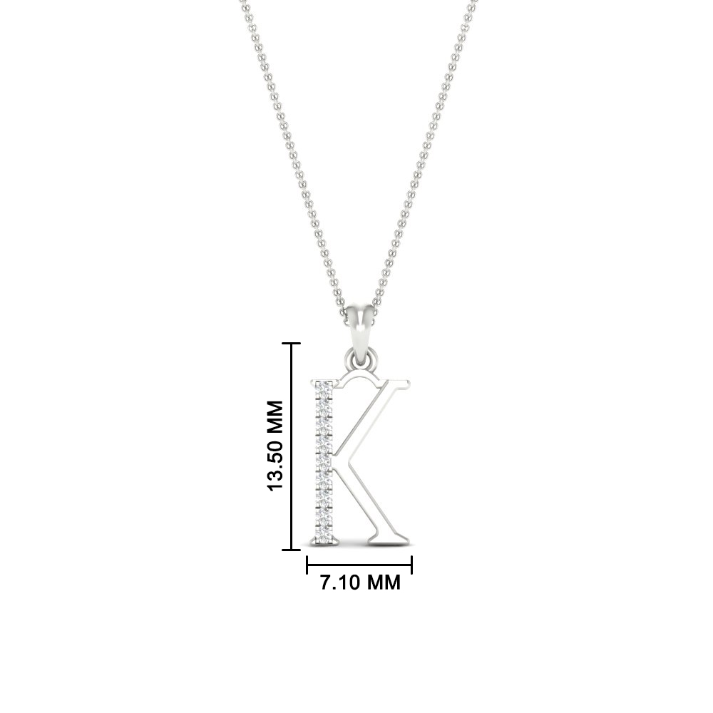 The K Letter Diamond Pendant with 14K White Gold White Diamond