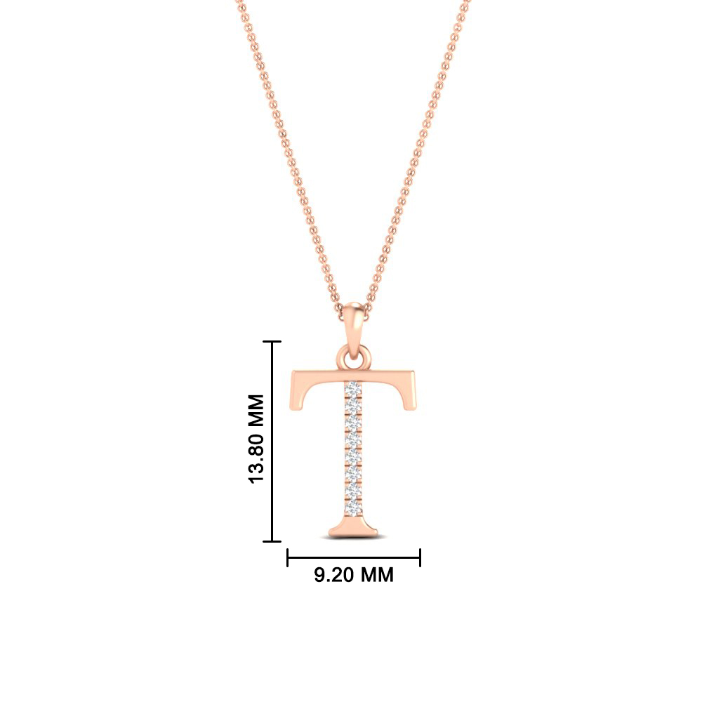 The T Alphabet Diamond Pendant with 14K Rose Gold White Diamond