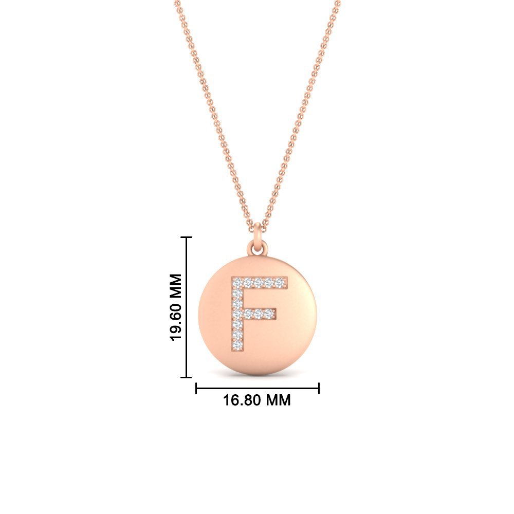 F Letter Pendant Gold with 14K Rose Gold White Diamond