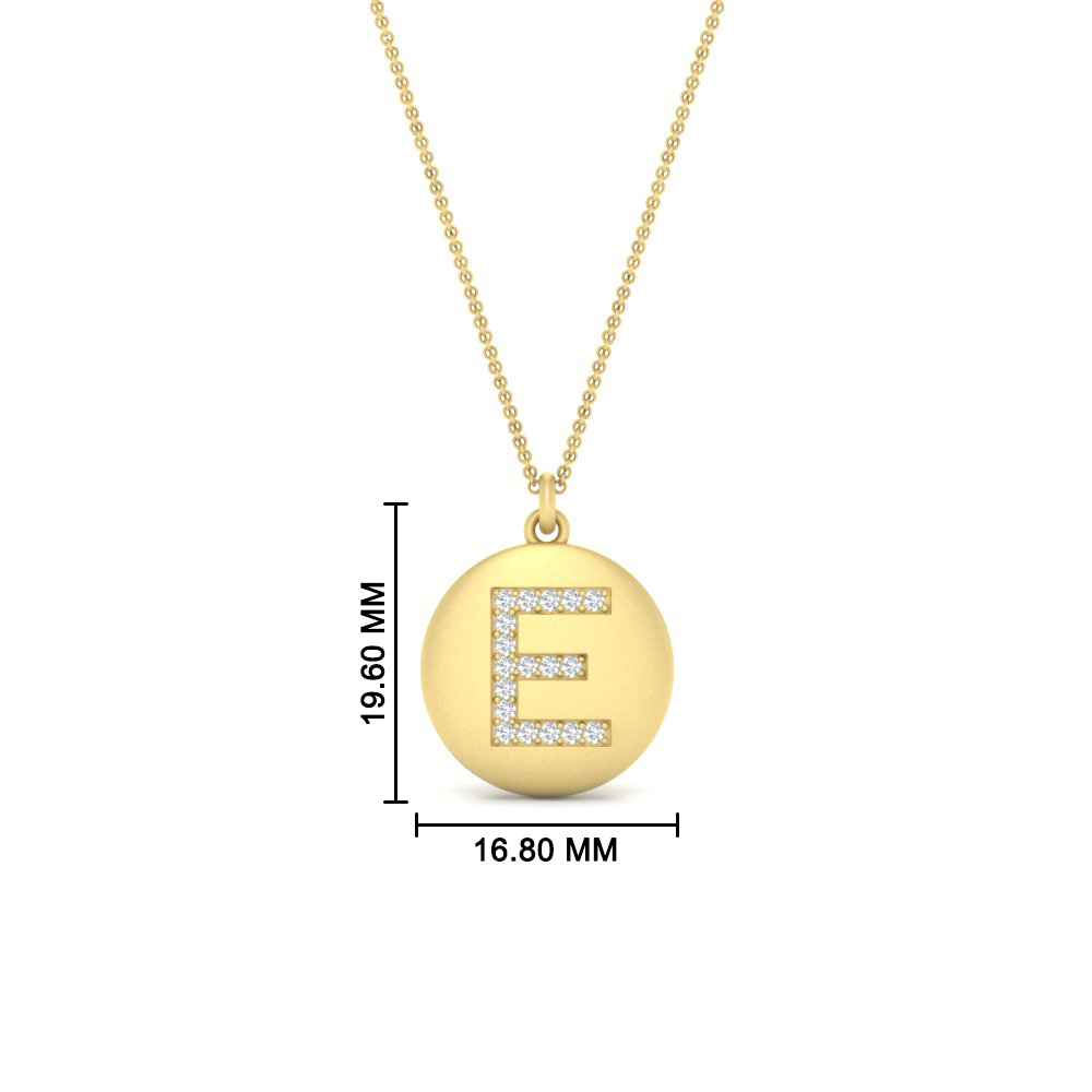 Gold Letter E Diamond Initial Pendant with 14K Yellow Gold White Diamond