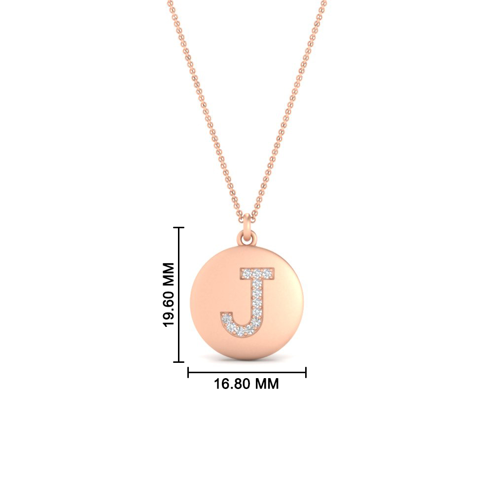 Letter J Pendant On Chain with 14K Rose Gold White Diamond