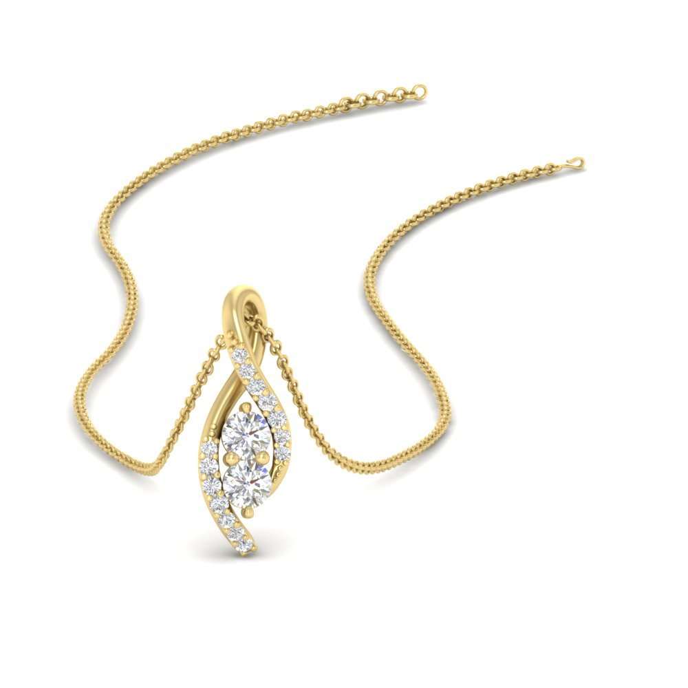 Forever Us Two Stone Infinity Pendant with 14K Yellow Gold White Diamond