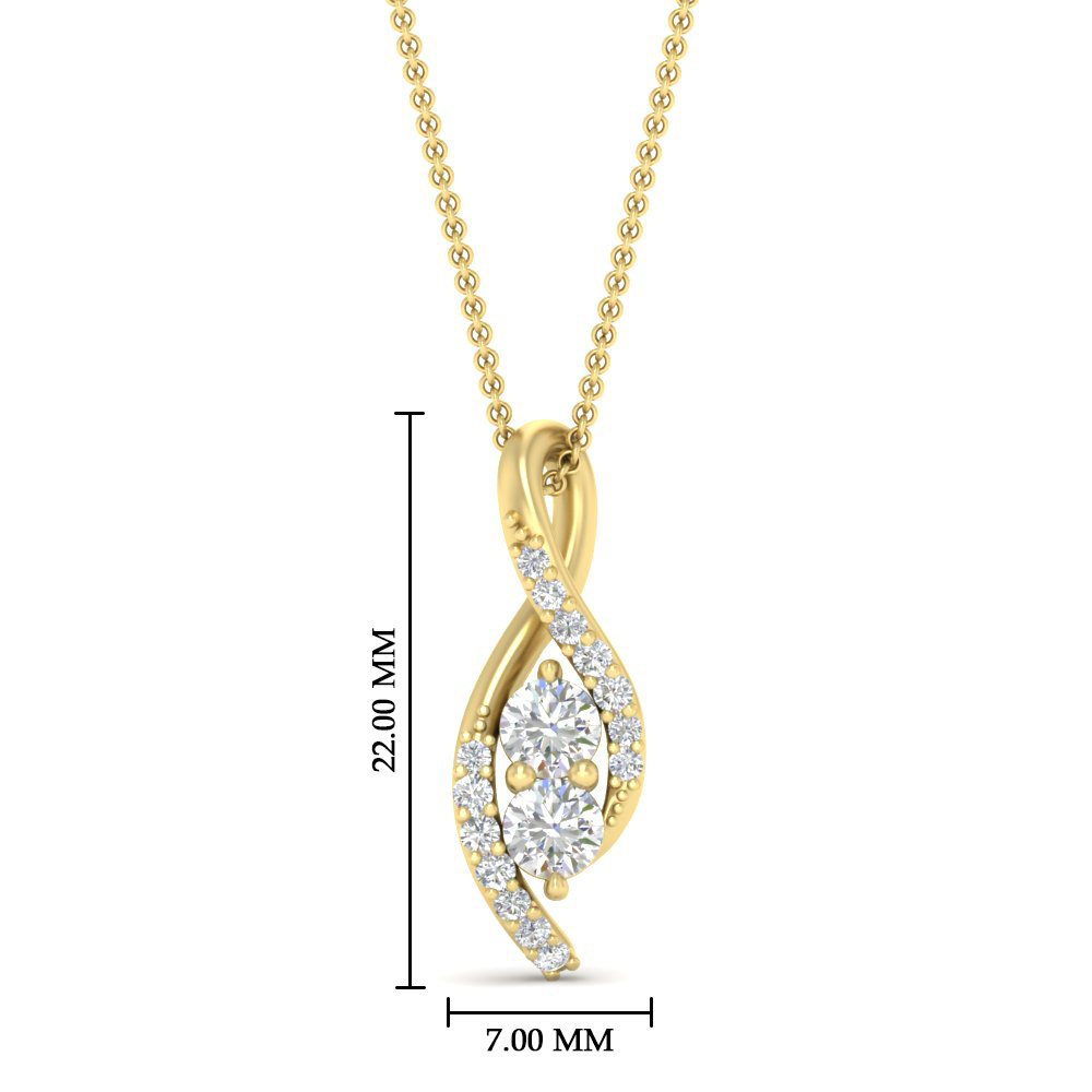 Forever Us Two Stone Infinity Pendant with 14K Yellow Gold White Diamond